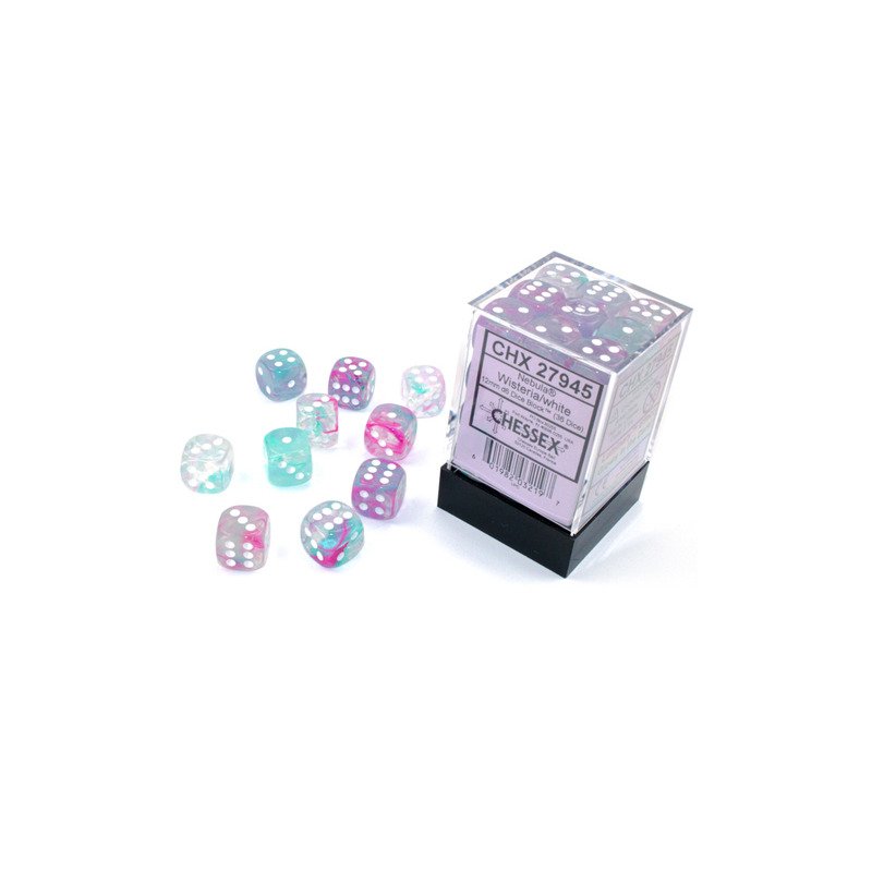 Nebula Wisteria/white Luminary 12mm d6 Dice Block (36 dice)