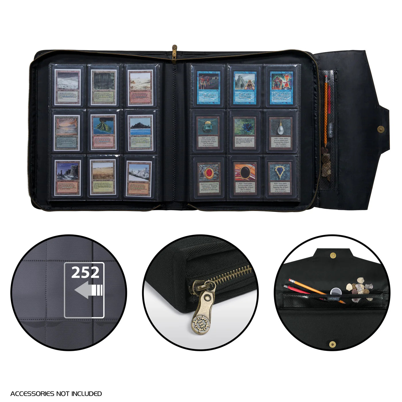 ENHANCE Standard Top Loader Binder Fits 252 Toploader Cards in 9 Pocket Pages