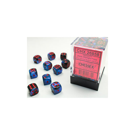 Gemini Black-Starlight/red 12mm d6 Dice Block (36 dice)