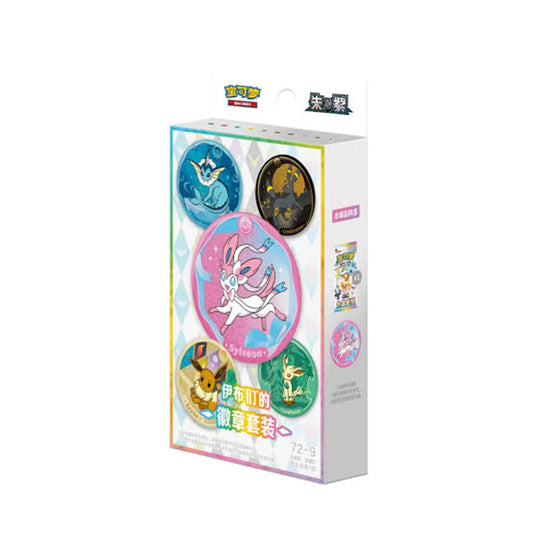Pokémon TCG: Terastal Gathering Badge Box Chinese - 1 Unidade Aleatória (1 Booster + 1 Metal Badge)
