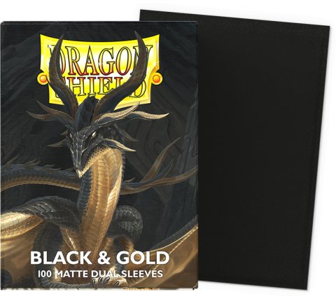 DS - Standard Dual Sleeves: Black & Gold [Matte] (100 Sleeves)