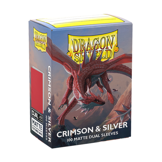 Dragon Shield - Standard Sleeves Matte (100 Sleeves) Crimson & Silver