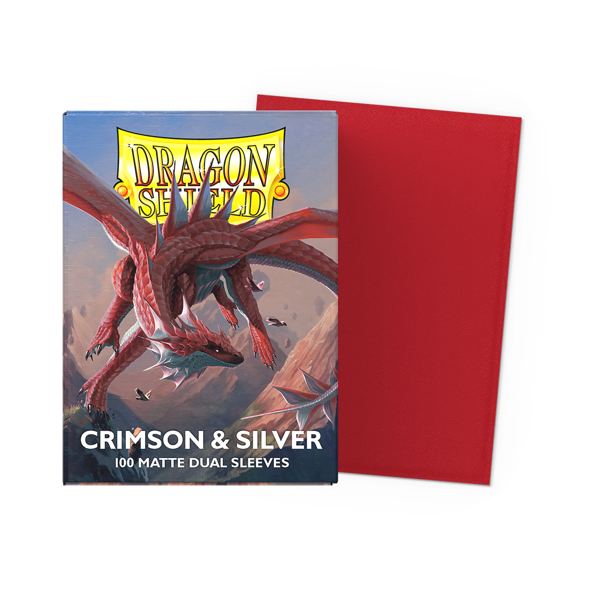 Dragon Shield - Standard Sleeves Matte (100 Sleeves) Crimson & Silver