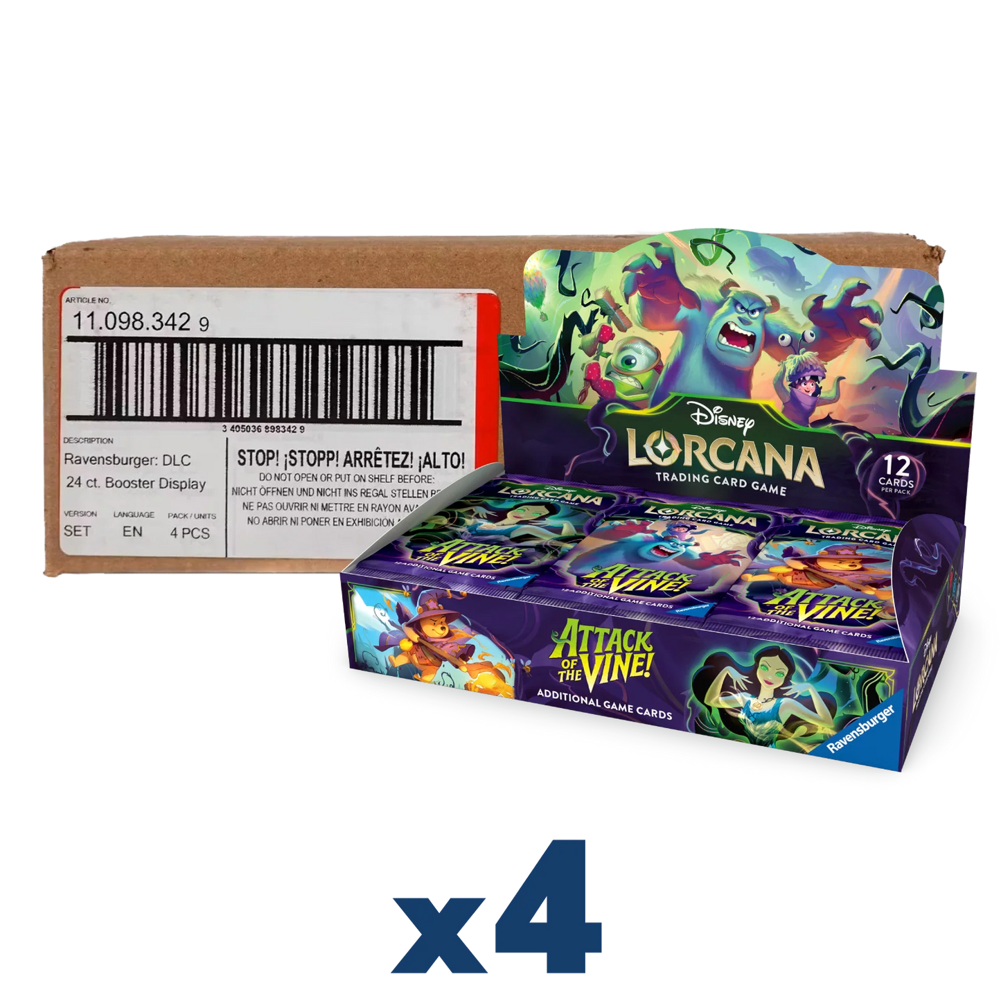 Disney Lorcana Attack of the Vine Booster Box Case (4 Booster Display)