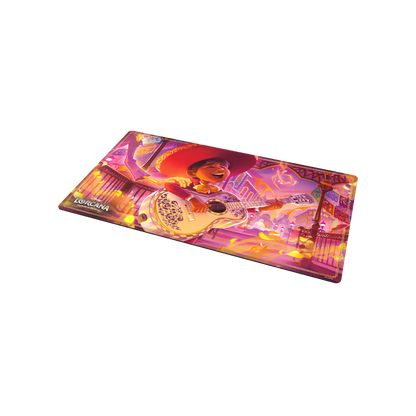 Disney Lorcana Hyperia City playmat featuring Miguel Rivera - Promising Musician
