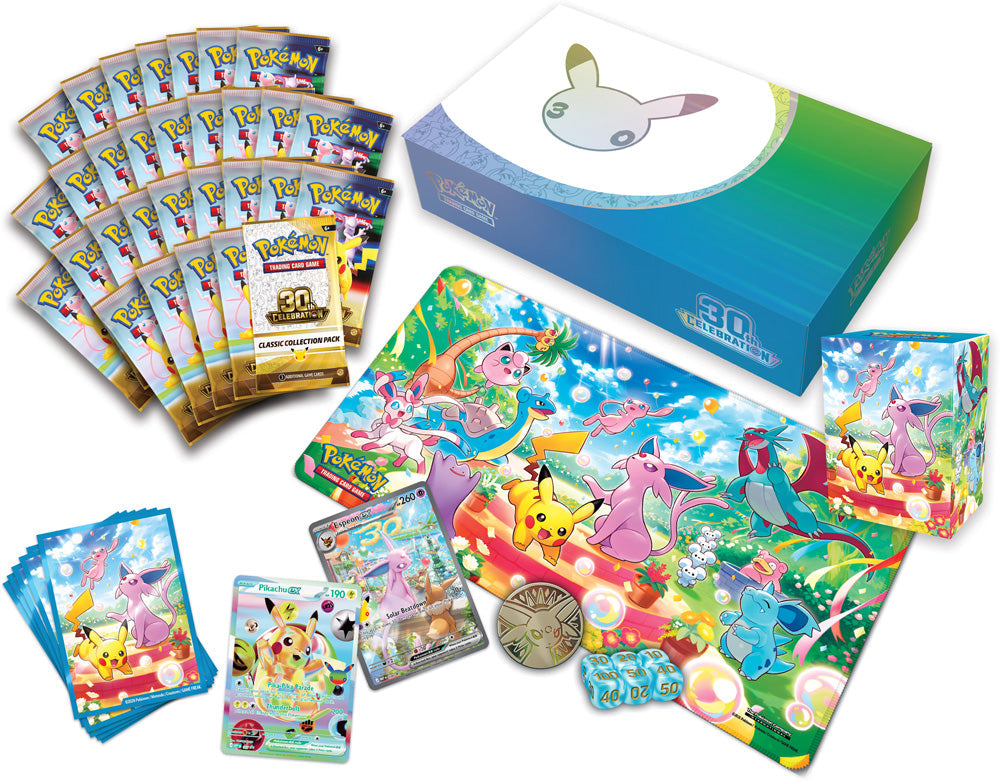 Contents of Pokémon TCG 30th Celebration Ultra-Premium Collection Day