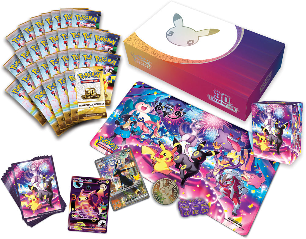 Contents of Pokémon TCG 30th Celebration Ultra-Premium Collection Night