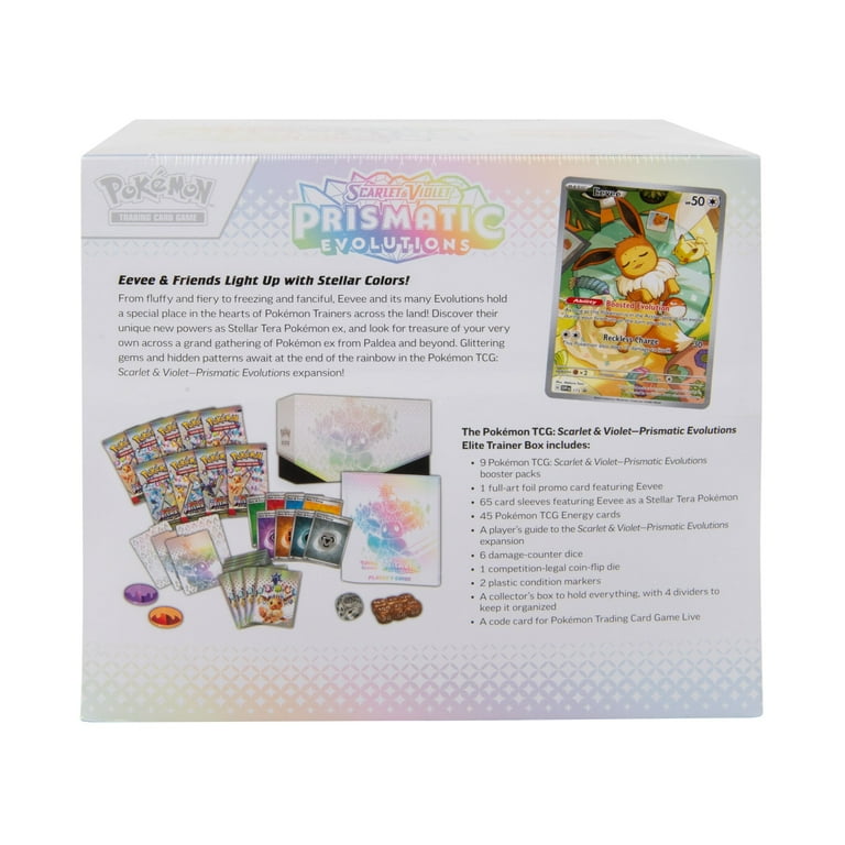 Pokémon Prismatic Evolutions Elite Trainer Box back