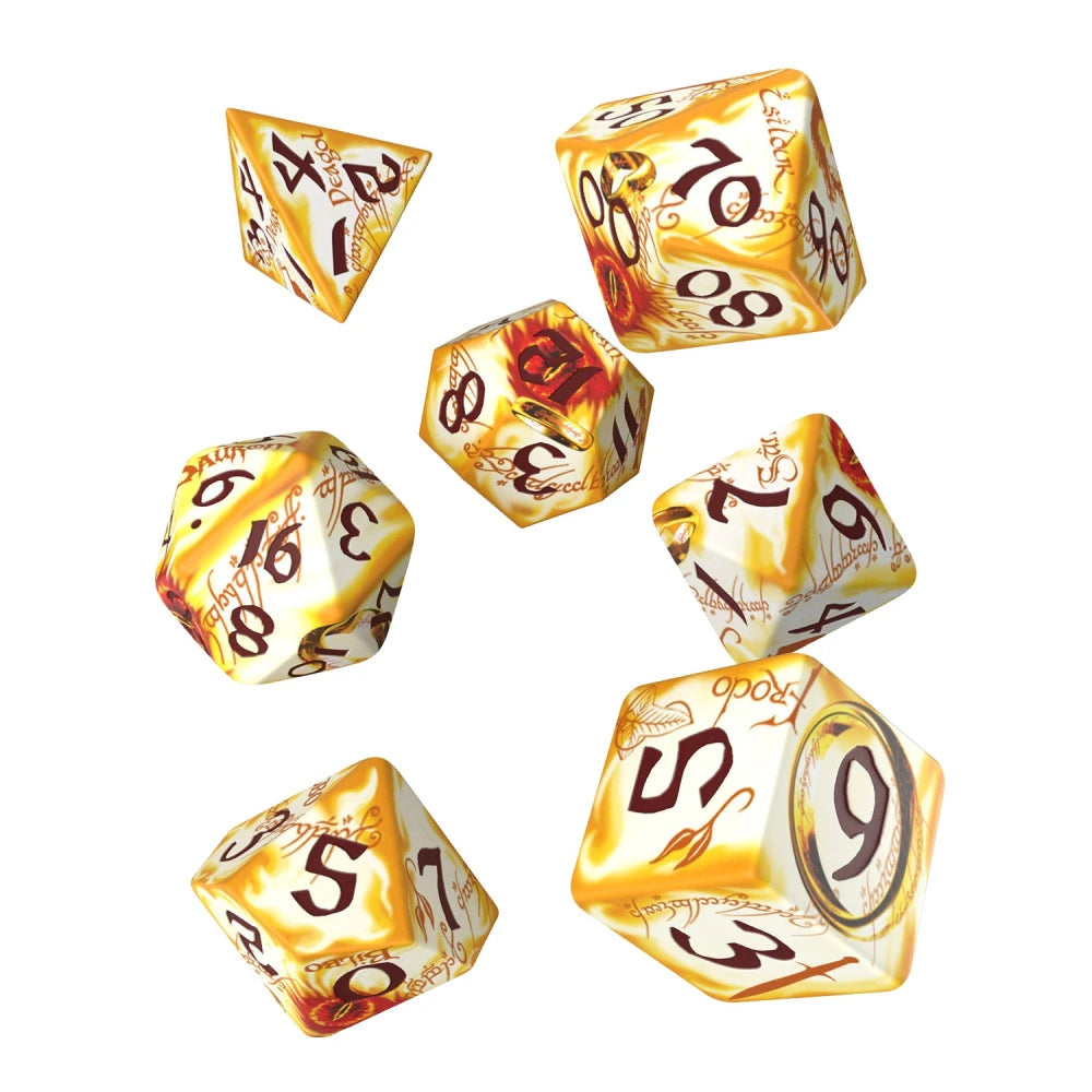 Q Workshop - The Lord of the Rings: 7pc Full Art RPG Dice Set: Ring-bearers - Whitefire Radiance