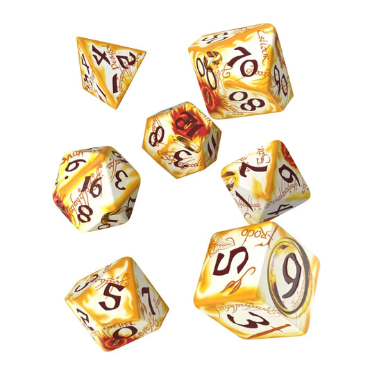 Q Workshop - The Lord of the Rings: 7pc Full Art RPG Dice Set: Ring-bearers - Whitefire Radiance